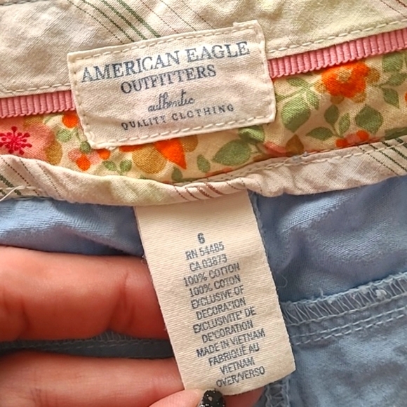 Vintage Y2K American Eagle Outfitters Sky Blue Striped Convertible Pants Size 6 - Picture 13 of 13